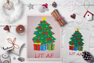 Christmas Tree, Lights, Lit Af, Presents Embroidery Design