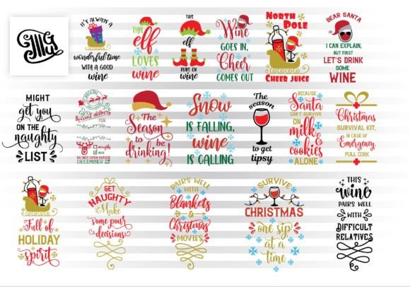 Christmas Wine Bag Bundle: Graphics for Crafts