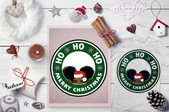 Ho Ho Merry Christmas, Afro Peeking Girl: A Crafts and Graphics Delight