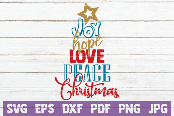Joy Hope Love Peace Christmas Tree Graphics for Crafts