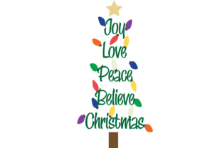 Joy Love Peach Believe Christmas Tree Graphics for Crafts