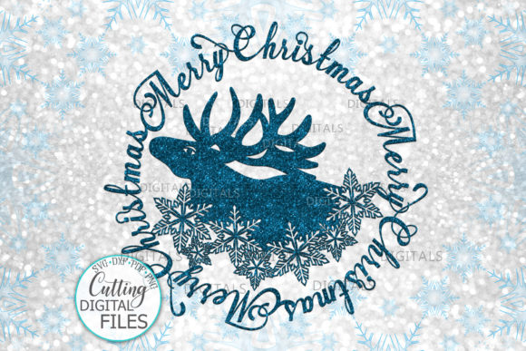 Merry Christmas Moose Snowflakes Graphics for Crafts